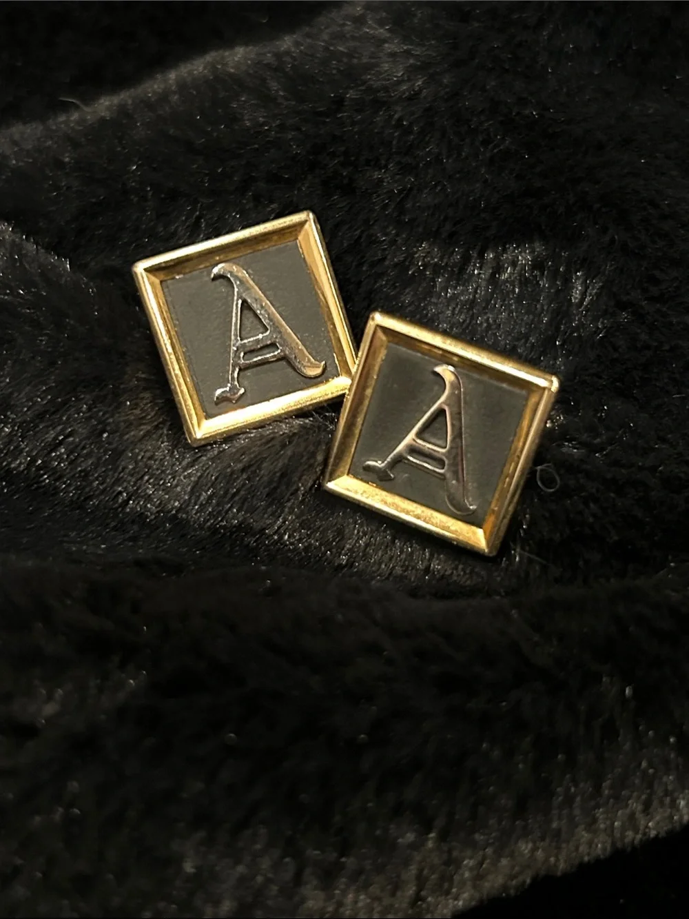 Monogram 'A' Square Gold Tone Cufflinks